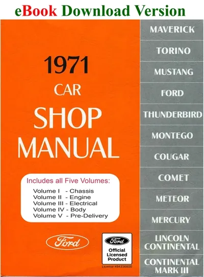 1971 Car Shop Manual Vol I-V - Ford Shop Manual Cover