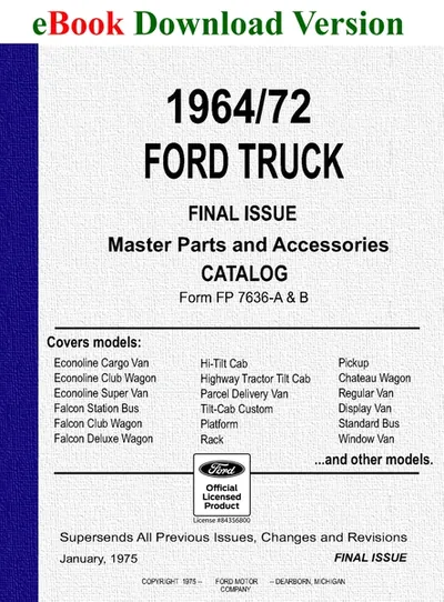 1964/72 Ford Truck Master Parts Catalog - Ford Shop Manual Cover