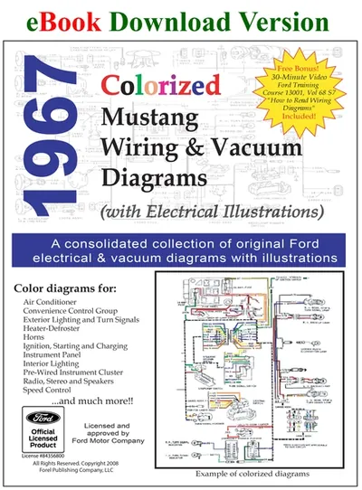 1967 Colorized Mustang Wiring/Vacuum Diagrams - Ford Shop Manual Cover