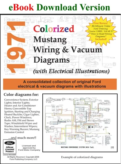 1971 Colorized Mustang Wiring/Vacuum Diagrams - Ford Shop Manual Cover