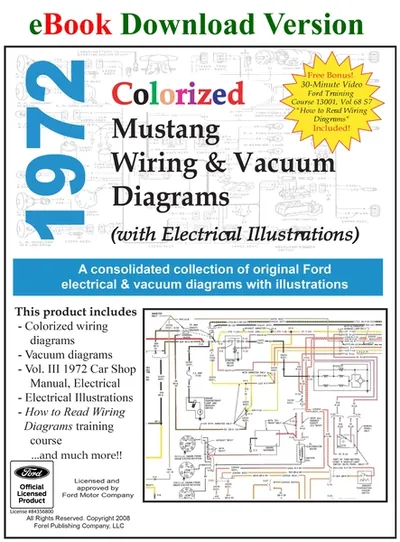 1972 Colorized Mustang Wiring/Vacuum Diagrams - Ford Shop Manual Cover