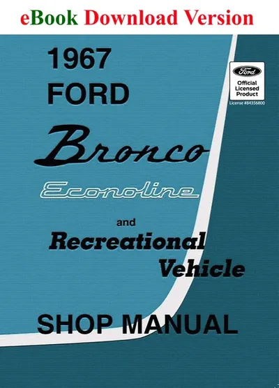 1967 Ford Bronco Econoline and Recreational Vehicle Shop Manual - Ford Shop Manual Cover