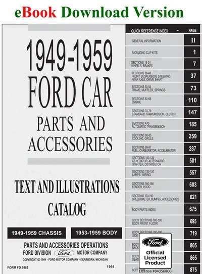 1960-64 Ford Car Parts and Accessories Catalog - Ford Shop Manual Cover