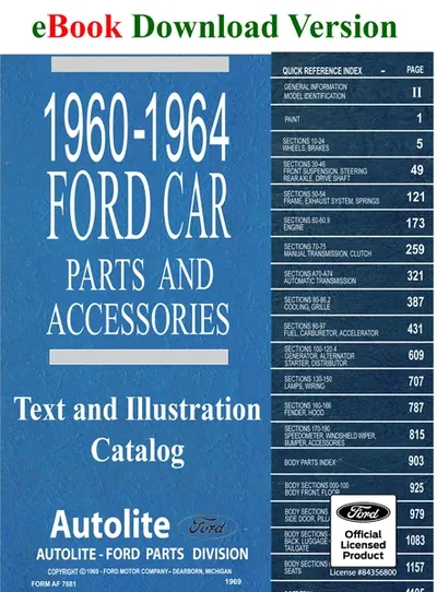 1949-59 Ford Car Parts and Accessories Catalog - Ford Shop Manual Cover