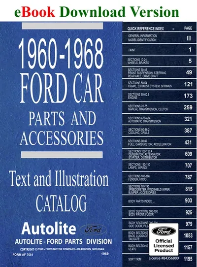 1960-68 Ford Car Master Parts and Accessories Catalog - Ford Shop Manual Cover