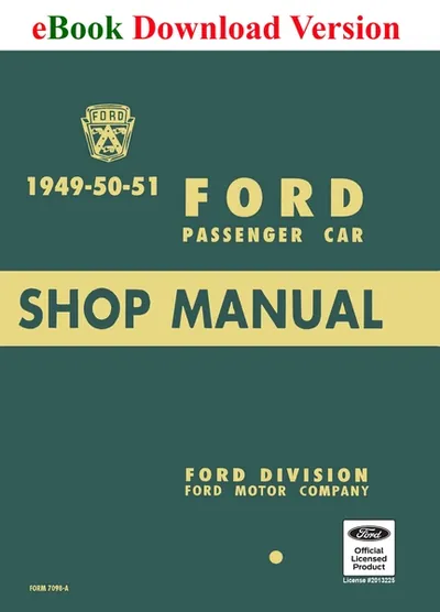 1949, 1950, and 1951 Ford Passenger Car Shop Manual - Ford Shop Manual Cover