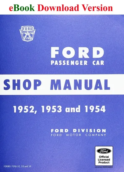 1952, 1953, and 1954 Ford Passenger Car Shop Manual - Ford Shop Manual Cover