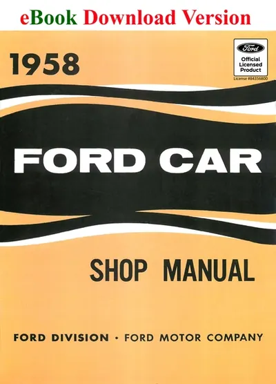 1958 Ford Car Shop Manual - Ford Shop Manual Cover