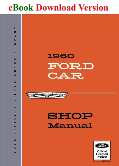 1960 Ford Car Shop Manual - Ford Shop Manual Cover