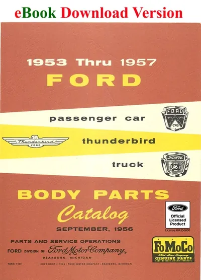 1953-1957 Ford Passenger Car Thunderbird Truck Body Parts Catalog - Ford Shop Manual Cover