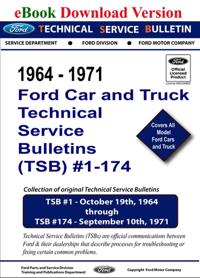 1964-1971 Ford Car and Truck Technical Service Bulletins (TSB) (No. 1-174) - Ford Shop Manual Cover