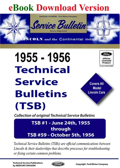 1955-1956 Lincoln Technical Service Bulletins (TSB) (No.1-59) - Ford Shop Manual Cover