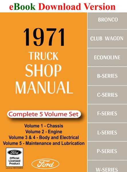 1971 Ford Truck Shop Manual - Ford Shop Manual Cover