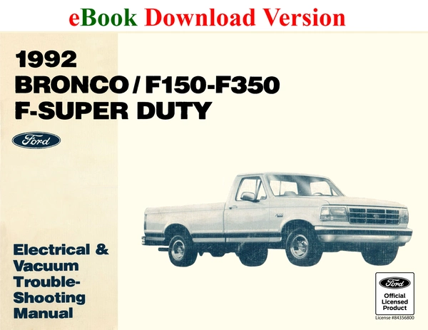 1992 Bronco/F150-F350/ F-Super Duty Electrical & Vacuum Trouble-Shooting Manual (EVTM) - Ford Shop Manual Cover